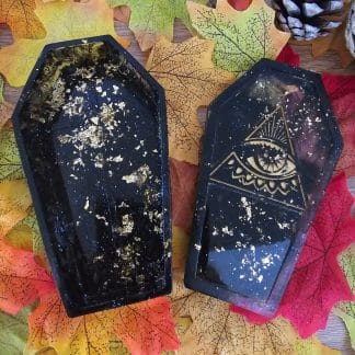 Resin Coffin gold eye Trinket Box.